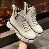 White Platform Boots Women 2021 Fashion Chunky Ankle Boots For Women Shoes Designer Punk PU Leather Combat Boots