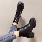 Breakj Boots 2023 Autumn And Winter New Single Boots With Black Round Head And High Belt Buckle Women's Short