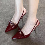 Breakj Red Bow Fine Heel High Heels Women 2025 Spring And Autumn New Runway Show Fashion Tip-Tip High-Heeled