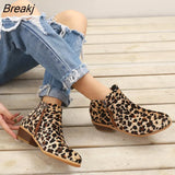 Spring Women Ankle Boots Square Mid Heel Zip Shoes Woman Pointed Toe Shoes Female Classic Blue Autumn Boots Plus