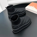 Breakj Boots Female 2024 New Winter Short Tube Warm And Velvet Thick Knit Mouth High Help Platform Cotton Shoes HZ