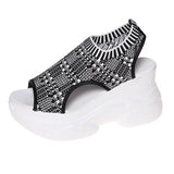 Breakj Weaving Thick-Soled Sandals Women's Spring And Summer Net Surface Breathable Fish Mouth And Heel Shoes Foot Movement Large-Size Casual Shoes