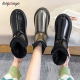 Women 2023 Winter New Fashion Transparent Thickened Plush Versatile Warm and Comfortable Waterproof Anti slip Low top Snow