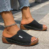 Breakj New Women's Slippers Hollow Large-Size Slippers Casual Fashion Slope And Fish Mouth Cool