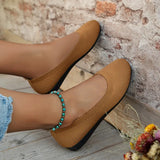 Breakj Korean Version Of Large-Size Round Head Flat Bottom Lazi Single Shoes Women Flying Air Permeable Flat And Shallow Work Shoes