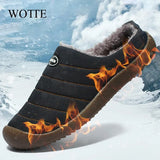 Men's Slippers Indoor Warm Shoes Plush Flock Male Slippers For Home Hard-wearing Non-slip Outdoor Walking Mans