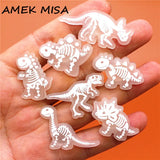 Luminous Shoe Charms Fluorescent White Dinosaur Skeleton PVC Shoe Buckle Decoration Fit Croc Jibz Party Kids Gifts