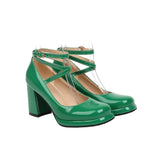 Women Gothic Mary Janes Platform Dress Cosplay Party Ankle Strappy Buckle Cross Strap Block Chunky Cuban High
