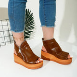 Wedges Sandals Female Buckle Strap Solid Thick Bottom Shoes Platform Hollow Out Casual Fashion Ladies Shoe 2021 Plus