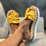 2021 Bow Sandals Summer Flat Shoes Butterfly-knot Shoes Women Designers Wedge Heel Ladies Beach Party Sand Women Shoes
