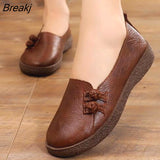 2021 Retro Loafers Women Flats Spring Slip on Shoes Woman Spring Autumn Shallow Soft Mom Casual Shoes Black