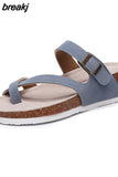 New Summer Women Wedge Beach Slipper Shoe Casual Cork Med Heel Outdoor Clogs Flip Flops