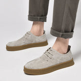 Vintage Men Leather Shoes Casual British Handmade Tooling High Top Round Toe Lace-Up Skate Shoes Men Flat Designer