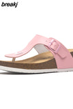 Fashion Summer Women Wedge Cork Flip Flops Slipper 2023 New Beach Outside Non-slipe Trifle Platform Med Heel Slide