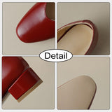Size 33-40 Women Pumps Real Leather Buckle Strap Chunky Heels Shoes For Women 2023 Elegant Low Heel Designer