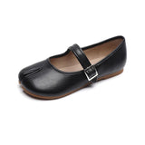 leather split toe flat shoes woman mary janes tabi ninja flats female cozy dress shoes ankle belt moccasins plus size
