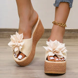 Heels Summer Beach Platform Women Wedge Slippers Appliques Butterfly-knot Female Sandals Clog Shoes Slides