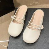 Half Slippers Female Spring Outside Wear 2024 New Flat Bottom Lazy Leisure Versatile Retro Gentle Fairy Wind Cool