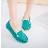 Breakj And Summer Round Head Flat Heded Shallow Shoes Single Shoes Metal Buckle Flat-Soled Women's Shoes Students Bean Shoes Casual Single