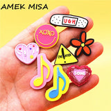 Music Flowers PVC Shoe Buckle Decorations Cute Heart Band-Aid Sandal Charms Accessories for Croc Jibz Kids Party