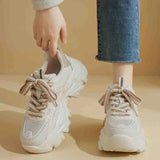 Breakj Dad Shoes Women 2025 Summer Fashion Round Head Thick Bottom Low Help Wheat Spike Sneakers Korean Version Of Casual