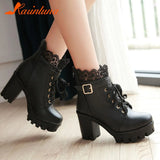 High Heeled Ankle Boots For Women 2023 Korean Style Sweet Ankle Buckle Strap Short Boots Comfy Walking Boots