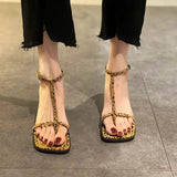 Heel Sandal for Women Med Suit Female Beige Summer Shoes Cross-Shoes High-heeled Medium Black Block Girls 2023 Fashion