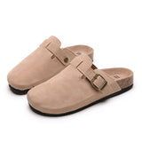 Breakj Size 35-45 Vintage Women's Shoes One Foot Flat Bottom Bag Head Half Slippers Women's Summer Wear Round Head Belt Buckle Cool