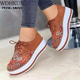 High Quality Embroidered Flowers Platform Shoes Women Flats Zapatillas Mujer Casual Ladies Shoes Feminino Plus size