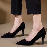 Breakj Temperament Black Large-Size High-Heeled Women 2025 New Etiquette Dress Work Shoes Fashion Pointed Single