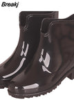 New Rubber Boots for Women PVC Ankle Rain Boots Waterproof Trendy Jelly Women Boot Elastic Band Rainy Shoes