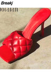 Women High Heels Sandals Ladies High Heel Slippers Square Toe Thin Heel Fashion Female Slides Summer Shoes