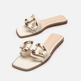 Size 35-41 2023 Za Womens Slippers Leather Flats Sandals Woman Casual Flat Shoes Lady Comfort Home Slides