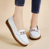 Breakj Leather Shoes Women 2025 Spring Mother Shoes Bean Shoes Women's Large Size Soft-Soled Driving Shoes Large-Size Casual Leather