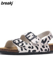 2023 New Summer Beach Cork Sandals Casual Women Outside Non-slip Black White Double Buckle Sandalias