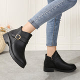 Breakj And Winter New Large-Size Lady Round Head Zipper Coarse And Short Boots Fashion