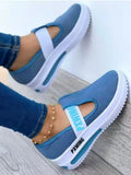 Breathable Mesh Round Toe Platform Sports Shoes Women Size 43 Velcro Wedge Casual Sneakers Women Non Slip Vulcanized
