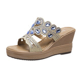 Breakj Slope And Cool Slippers Women's Spring And Summer Color Diamond Gentle Muller Shoes Rounded Toe Wearing Large-Size