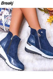 Boots Women 2023 Fashion Warm Snow Boots Wedge Platform Boots Women's Ankle Boots Size 43 Side Zipper Booties Botas