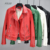 New Autumn Faux Soft Leather Pu Motorcycle Women Rivet Zipper Jacket Coat Female Turndown Collar Slim Biker