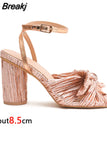 VIP 2023 Summer Woman Sandals Round Heels Super High Heel With Butterfly-knot Sweet Lady Office Shoes Plus Size