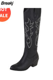 Women's Western Boots 2023 Autumn Winter Fashion Chunky Heeled Cowboy Boots Vintage Style Country Western Cowgirl White