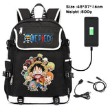Anime Canvas Backpack Cartoon One Piece Cosplay Shoulder Bag School Laptop Bag Men Women USB Charging computer Travel