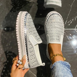 Breakj Version Of Students Casual Board Shoe Pine Cake One Foot Pedal Four Seasons Water Diamond Pine Cake Thick-Soled Lefu Breathable Flat Sole Single Shoes
