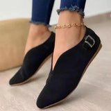 Breakj Shoes 2023 Spring And Autumn New Single Shoe Tip Belt Buckle Flat Sole Casual Shoes Ladies Single