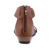 New Fish Mouth Leather Canvas Women Weave Wedge Heel Shoes Zipper Sandals Casual Beach Sandals Roman