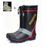 Men Rain Boots Soles with Steel Nails Outsole Waterproof Non - Slip Fishing Boots Rubber with Strip Safety big size 46 49
