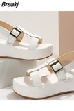 Summer New Thick Bottom Sandals Women Large size 36-43 Flat Platform Height Increasing Sandalias Woman Roman Sandals