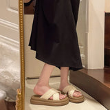 Breakj Summer New Fashion Wear Thick-Bottomed Slippers Women's Cake And Cross-Dexed Beach Cool