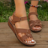 Breakj Sports Sandals Women Large Size Round Head Breathable Light Lifting Velcro Hollow Sandals Women